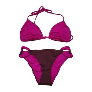 A. Che Fuchsia and Burgundy Bikini Set Size Medium